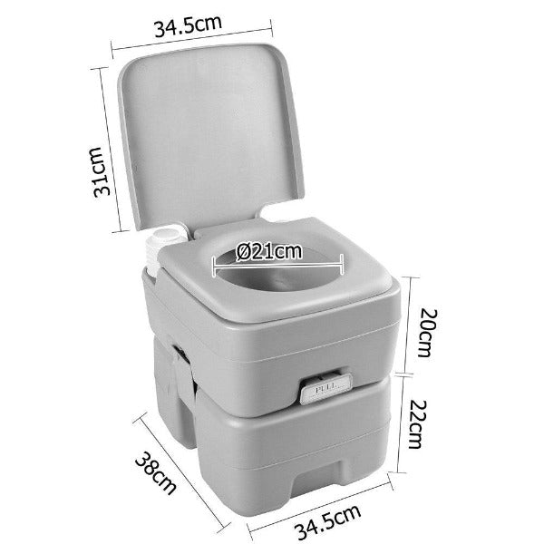 Weisshorn 20L Portable Outdoor Camping Toilet with Carry Bag- Grey - Leisure Outdoors