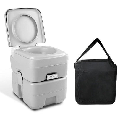 Weisshorn 20L Portable Outdoor Camping Toilet with Carry Bag- Grey - Leisure Outdoors