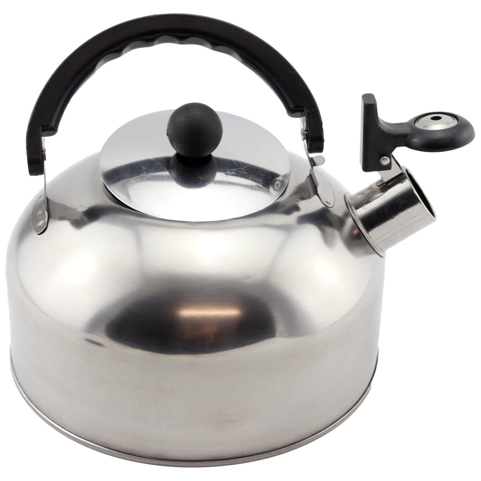 2L Whistling Camping Stovetop Kettle - Stainless Steel - Leisure Outdoors