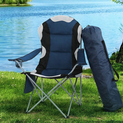 2X Camping Chairs Folding Arm Chair Portable Camping Garden Fishing - Leisure Outdoors