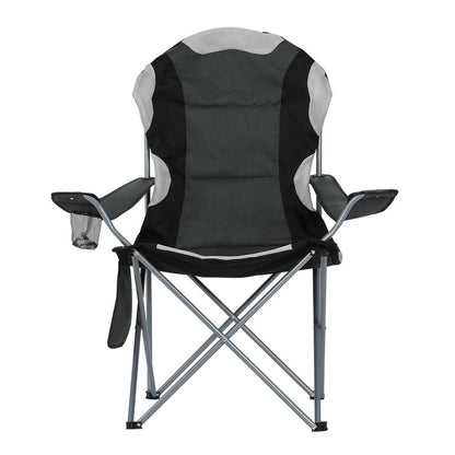 2X Folding Camping Chairs Arm Chair Portable Outdoor Beach Fishing BBQ - Leisure Outdoors