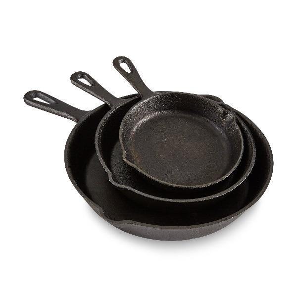 3 Piece Cast Iron Frypan Skillet Set - Leisure Outdoors