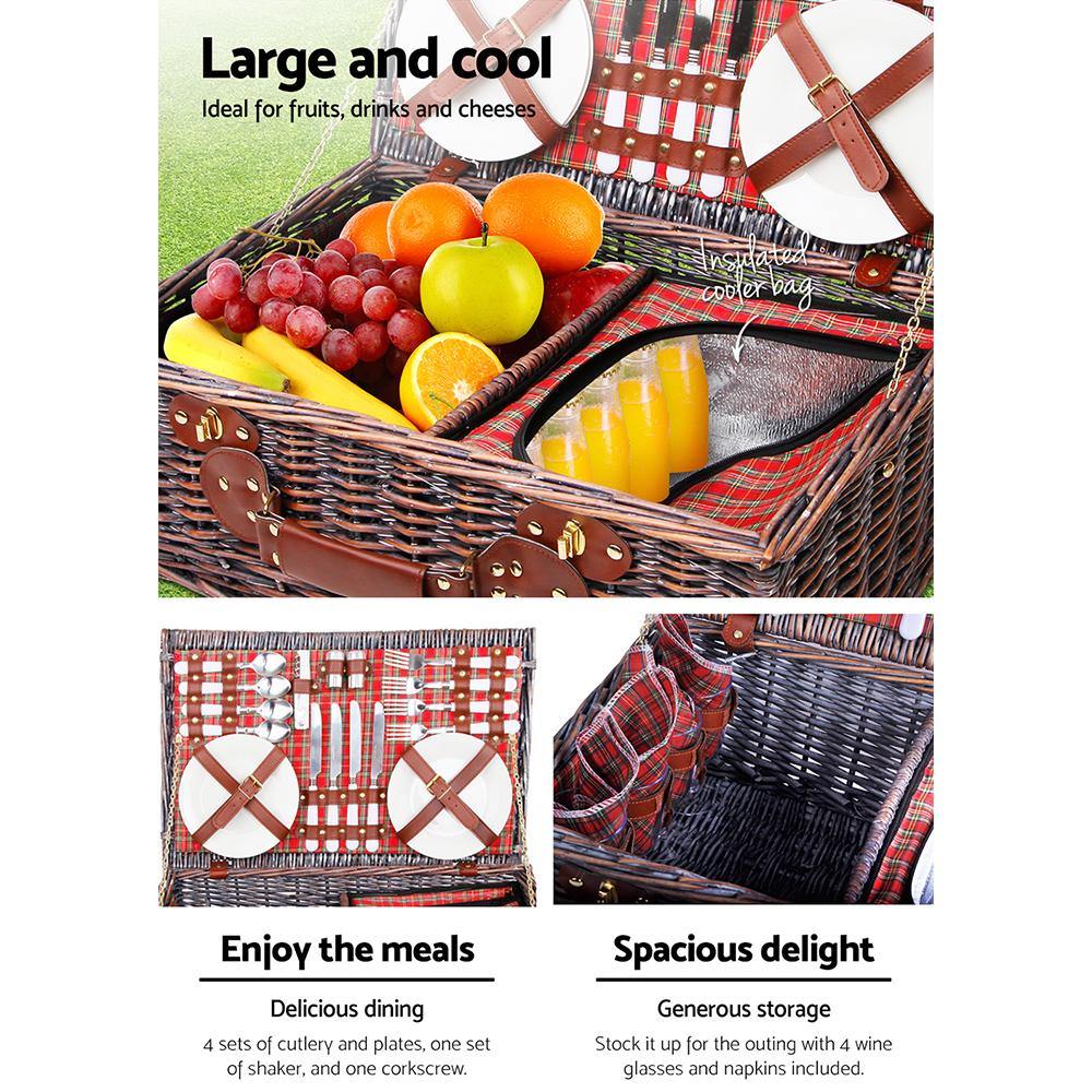 4 Person Outdoor Picnic Basket - Leisure Outdoors