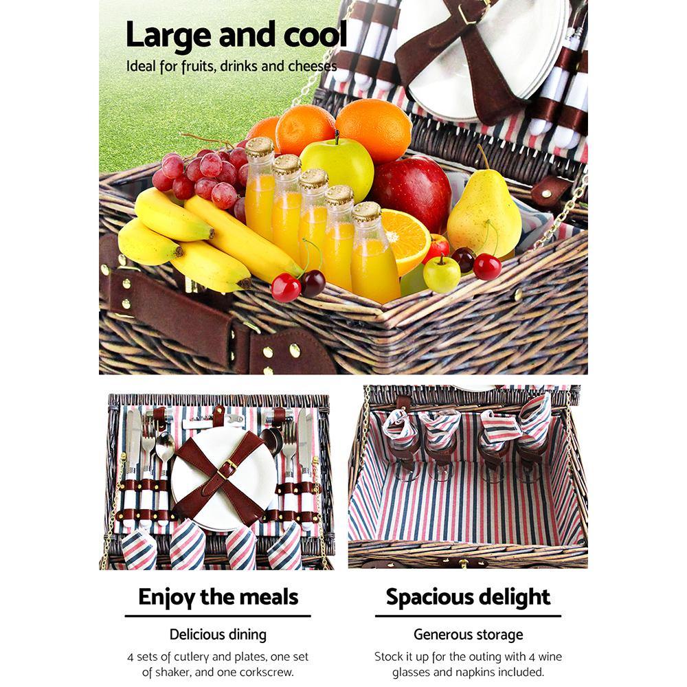 4 Person Outdoor Picnic Basket - Leisure Outdoors