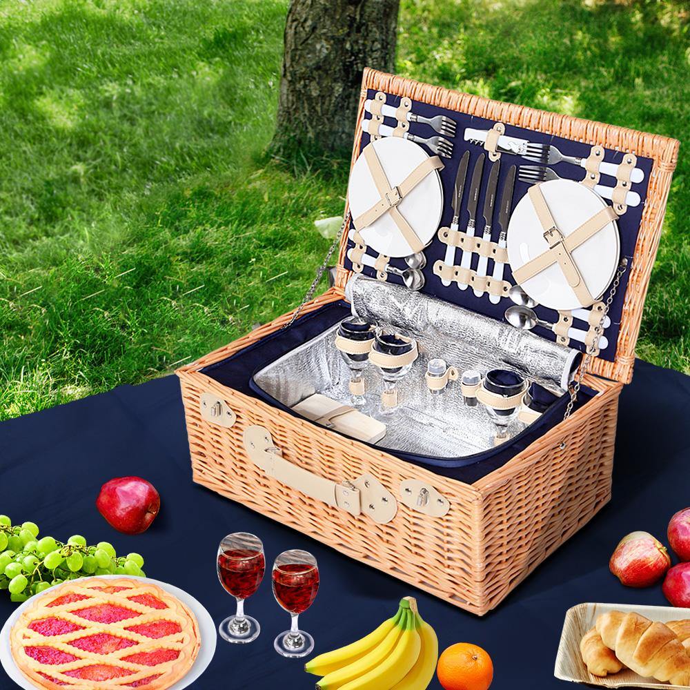 4 Person Outdoor Picnic Basket With Cheese Board - Leisure Outdoors