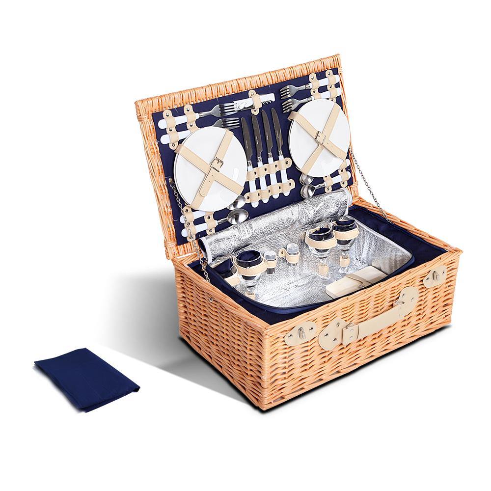 4 Person Outdoor Picnic Basket With Cheese Board - Leisure Outdoors