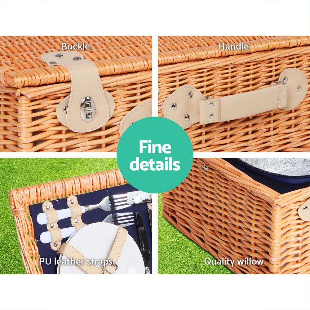 4 Person Outdoor Picnic Basket With Cheese Board - Leisure Outdoors