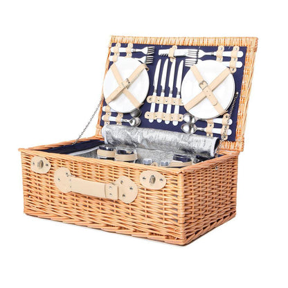 4 Person Outdoor Picnic Basket With Cheese Board - Leisure Outdoors