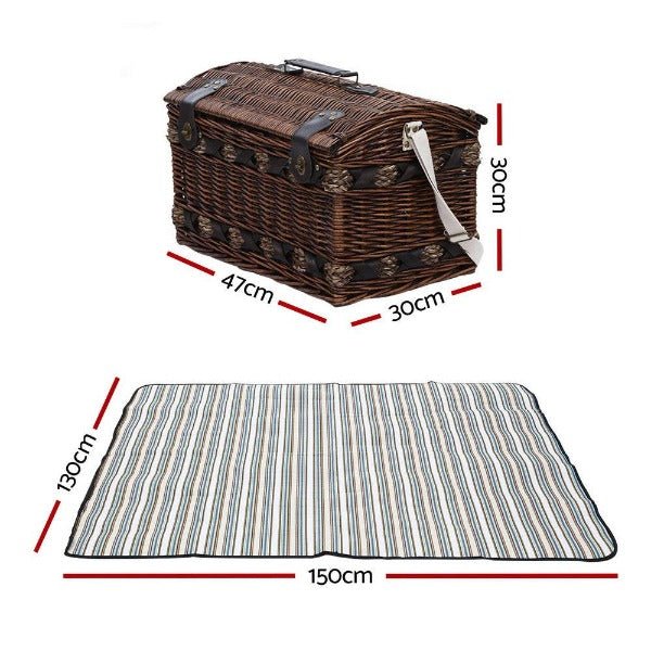 4 Person Wicker Insulated Picnic Basket With Blanket - Leisure Outdoors