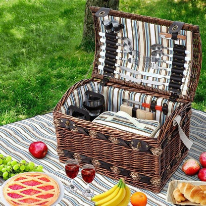 4 Person Wicker Insulated Picnic Basket With Blanket - Leisure Outdoors