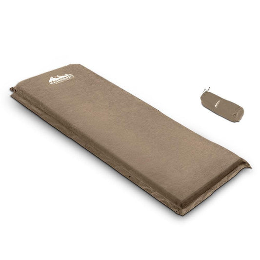 Weisshorn Single Size Self Inflating Matress Mat Joinable 10CM Thick  Coffee - Leisure Outdoors