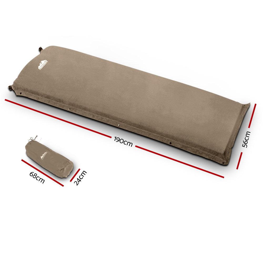 Weisshorn Single Size Self Inflating Matress Mat Joinable 10CM Thick  Coffee - Leisure Outdoors