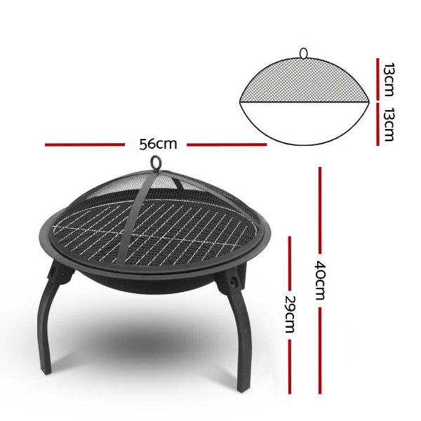 Fire Pit BBQ Charcoal Smoker Portable Outdoor Camping Pits Patio Fireplace 22" - Leisure Outdoors