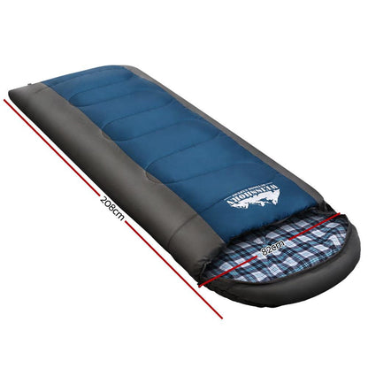 Weisshorn Sleeping Bag Bags Single Camping Hiking -20°C to 10°C Tent Winter Thermal Navy - Leisure Outdoors