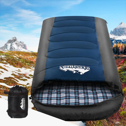 Weisshorn Sleeping Bag Bags Single Camping Hiking -20°C to 10°C Tent Winter Thermal Navy - Leisure Outdoors