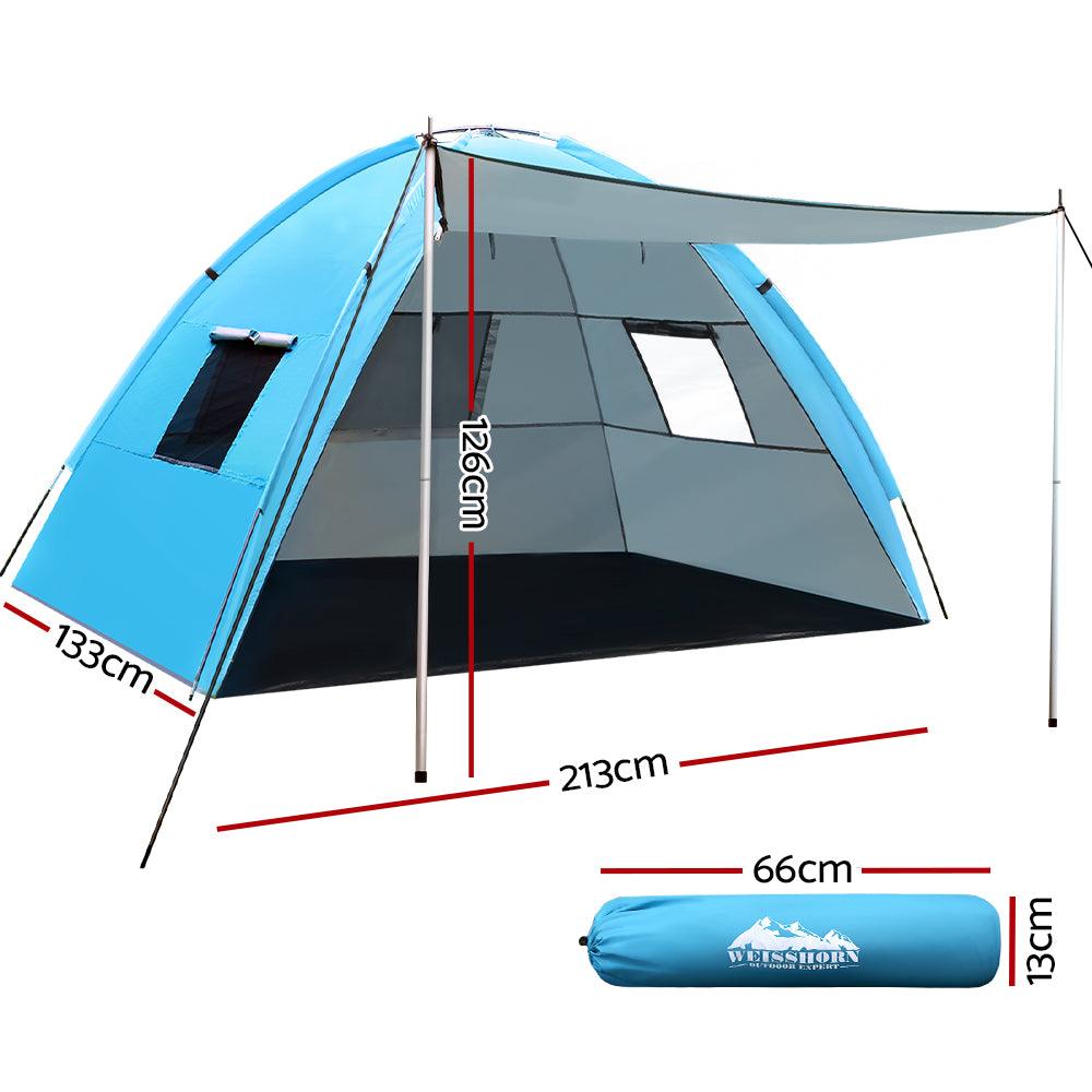 Weisshorn Camping Tent Beach Tents Hiking Sun Shade Shelter Fishing 2-4 Person - Leisure Outdoors