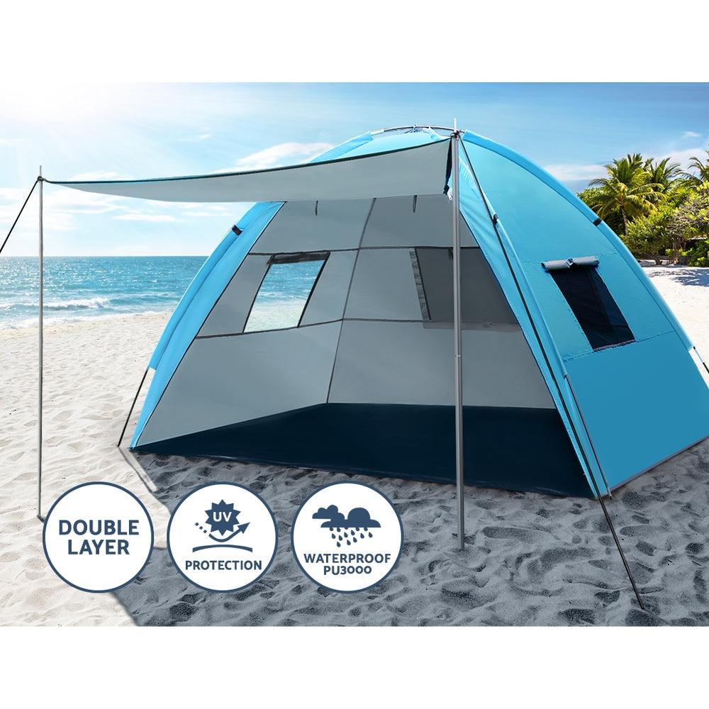 Weisshorn Camping Tent Beach Tents Hiking Sun Shade Shelter Fishing 2-4 Person - Leisure Outdoors