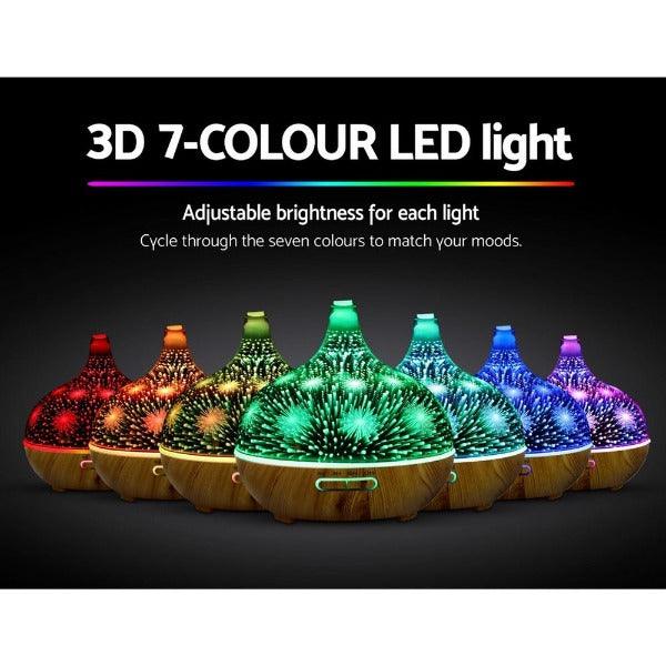 Aroma Diffuser 3D LED Night Light - Aromatherapy Humidifier Purifier - Fireworks - Leisure Outdoors