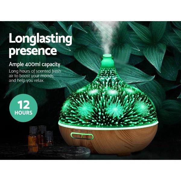 Aroma Diffuser 3D LED Night Light - Aromatherapy Humidifier Purifier - Fireworks - Leisure Outdoors