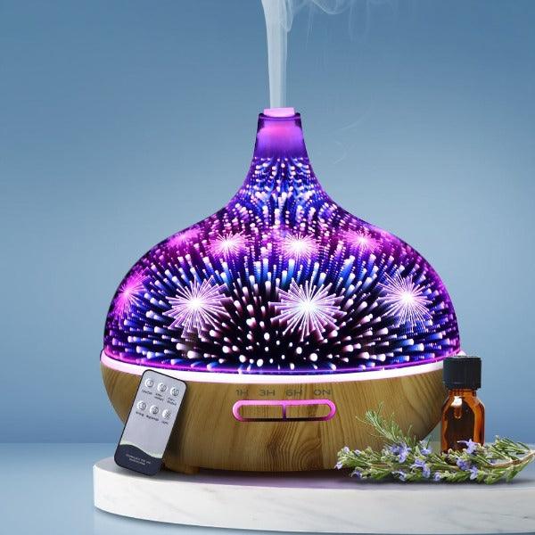 Aroma Diffuser 3D LED Night Light - Aromatherapy Humidifier Purifier - Fireworks - Leisure Outdoors