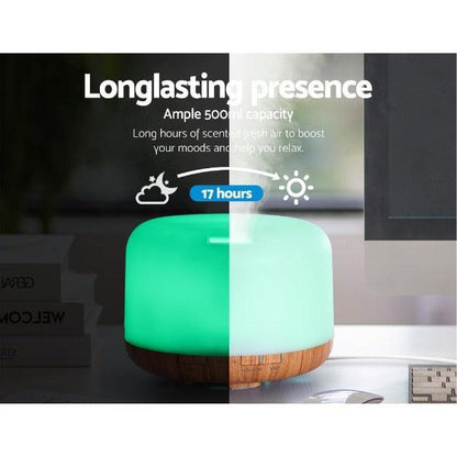 Aroma Diffuser LED Night Light - Aromatherapy Humidifier Purifier - Light Wood Grain - Leisure Outdoors