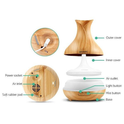 Aromatherapy Aroma Humidifier Essential Oil Diffuser - Light Wood - Leisure Outdoors