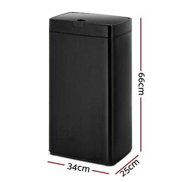 Automatic Motion Sensor Rubbish Bin 45L - Black - Leisure Outdoors