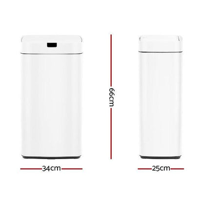 Automatic Motion Sensor Rubbish Bin 45L - White - Leisure Outdoors