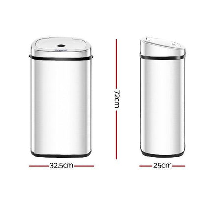 Automatic Motion Sensor Rubbish Bin 50L - Stainless Steel - Leisure Outdoors