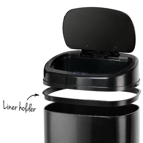 Automatic Motion Sensor Rubbish Bin 58L - Black - Leisure Outdoors