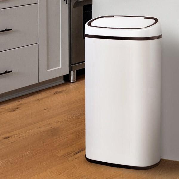 Automatic Motion Sensor Rubbish Bin 68L - White - Leisure Outdoors