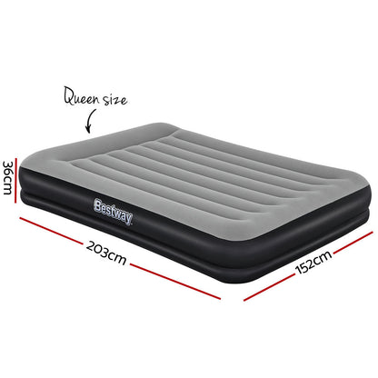 Bestway Air Bed Beds Mattress Premium Inflatable Built-in Pump Queen Size - Leisure Outdoors