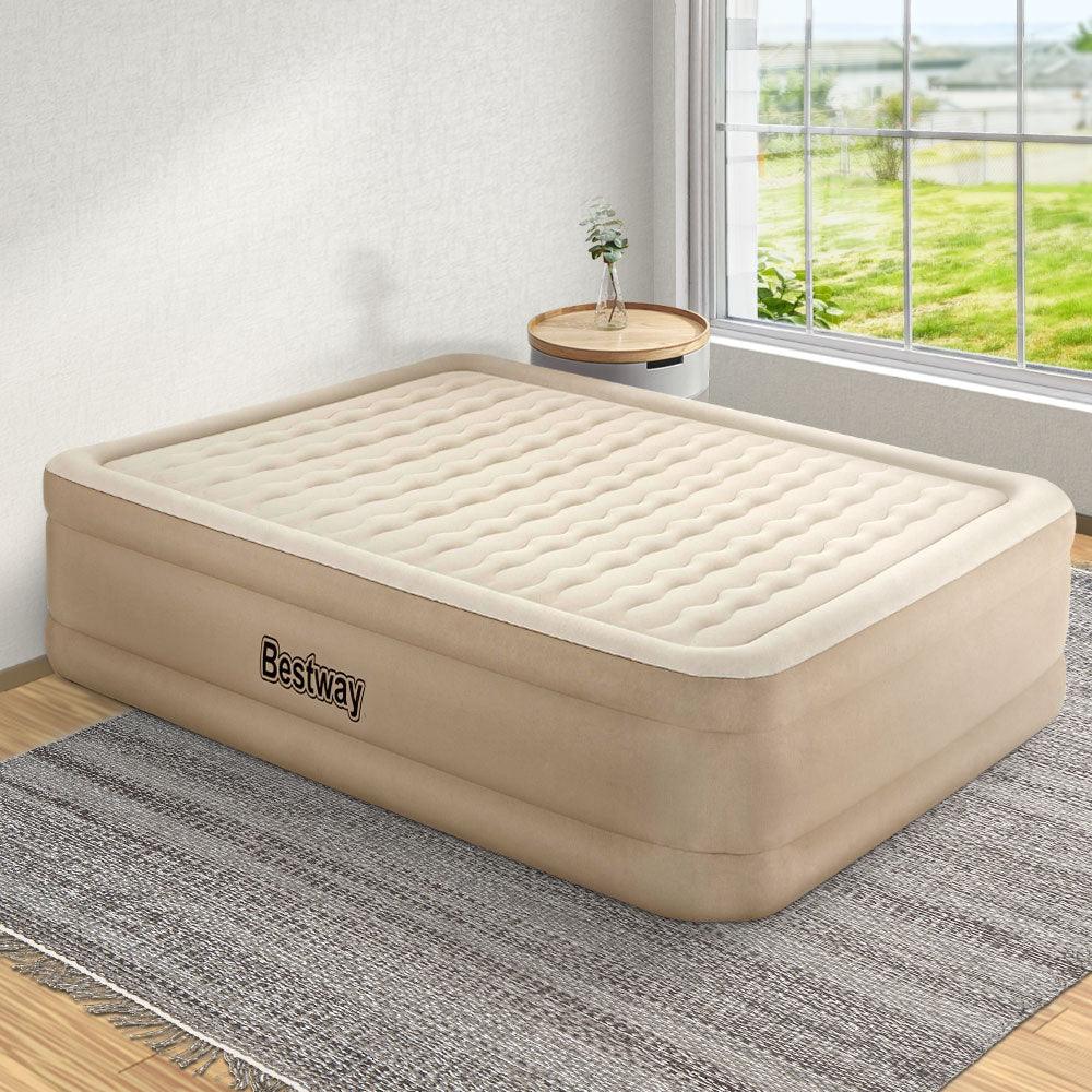 Bestway Air Bed Queen Size Mattress Camping Beds Inflatable Built-in Pump - Leisure Outdoors