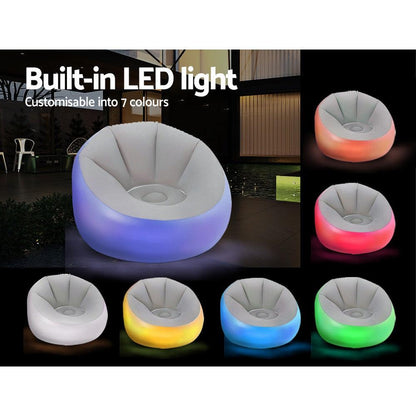 Bestway Inflatable Seat Sofa LED Light Chair Outdoor Lounge Cruiser - Leisure Outdoors