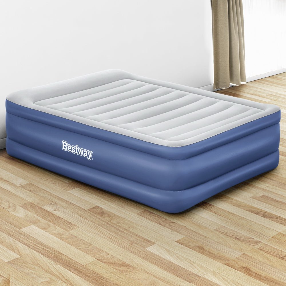 Bestway Queen Air Bed Inflatable Mattress Sleeping Mat Battery Built-in Pump - Leisure Outdoors