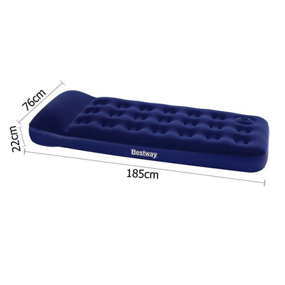 Camping Inflatable Air Bed Mattress - Built In Foot Pump - Single Size - Leisure Outdoors