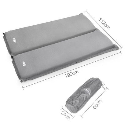 Camping Self Inflating Air Bed Mattress Mat Double 10CM Thick - Grey - Leisure Outdoors