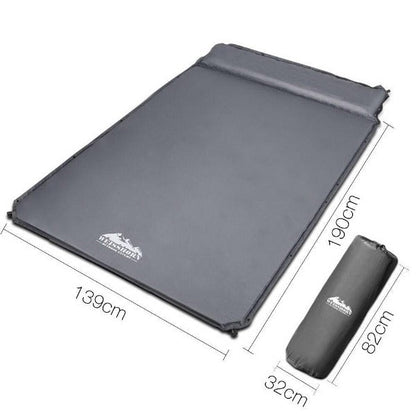 Camping Self Inflating Mattress - Double Size - Grey - Leisure Outdoors