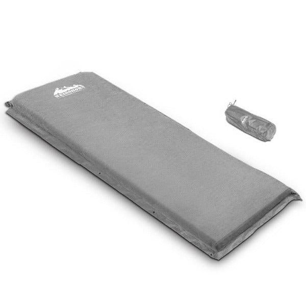 Camping Self Inflating Mattress Mat 10CM Thick - Single Size - Grey - Leisure Outdoors