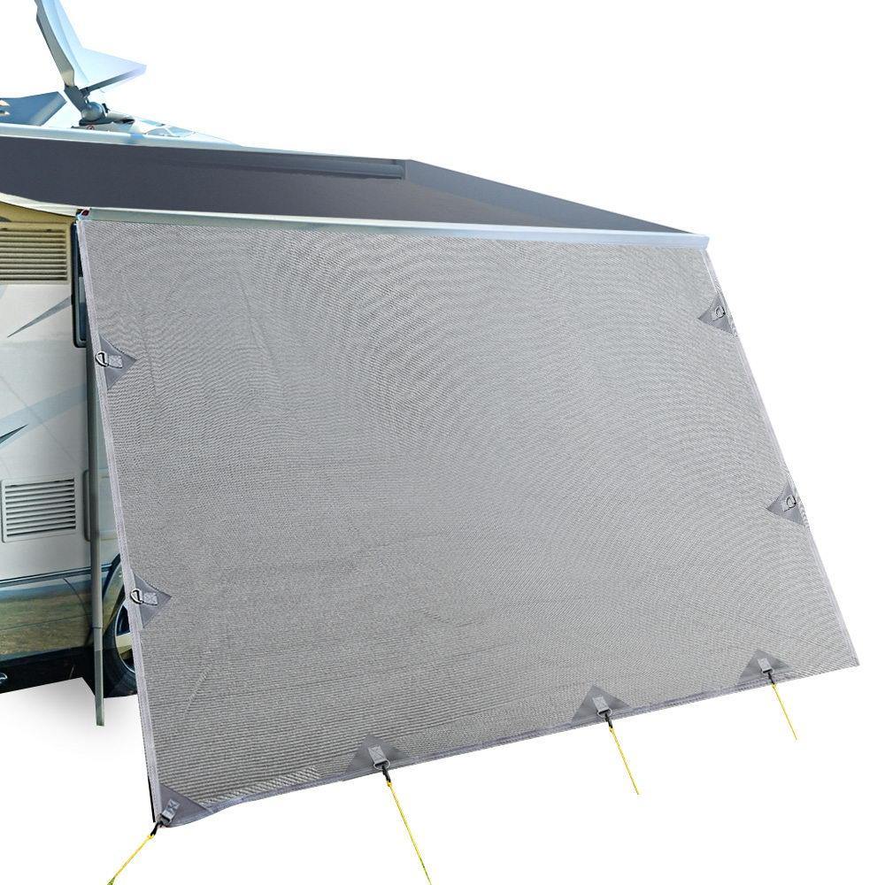 Caravan Awning Privacy Screen 4.9M x 1.95M Extra Long Drop - Drop Roll Out Awning Sun Shade Screen - Leisure Outdoors