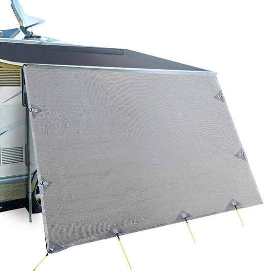 Caravan Privacy Screen 3.4M - 1.95m Long Roll Out Awning Sun Shade - Leisure Outdoors