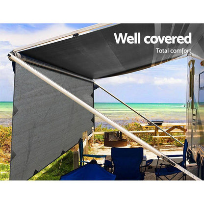 Caravan Privacy Screens 3.7M - 1.95m Long Roll Out Awning Sun Shade - Leisure Outdoors