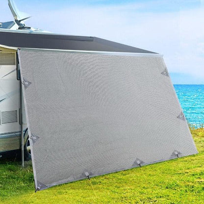 Caravan Privacy Screens 4.3M - 1.95m Long Roll Out Awning End Sun Shade - Leisure Outdoors