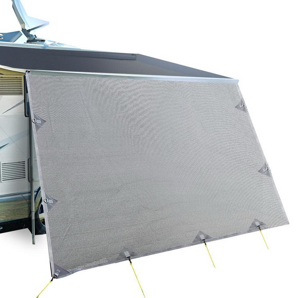 Caravan Privacy Screens 4.3M - 1.95m Long Roll Out Awning End Sun Shade - Leisure Outdoors