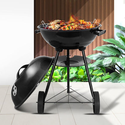 Charcoal BBQ Smoker Grill Outdoor Camping Patio Wood Barbeque Steel Oven - Leisure Outdoors