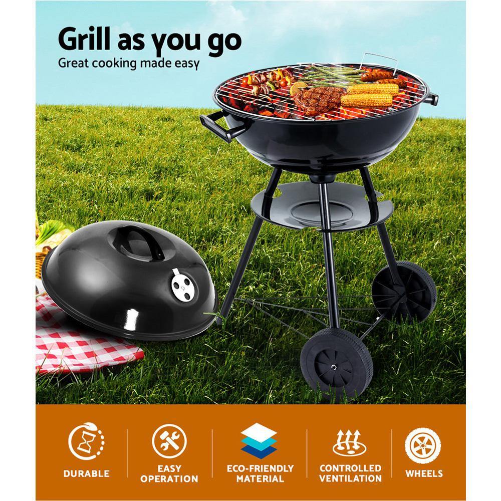 Charcoal BBQ Smoker Grill Outdoor Camping Patio Wood Barbeque Steel Oven - Leisure Outdoors