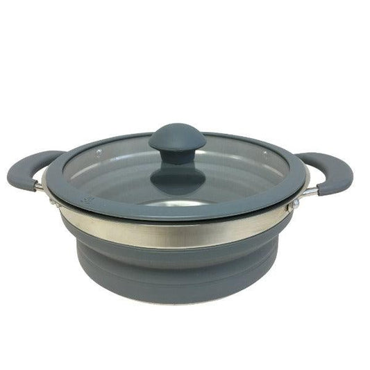 Supex Collapsible 1L Saucepan With Lid - Grey - Leisure Outdoors