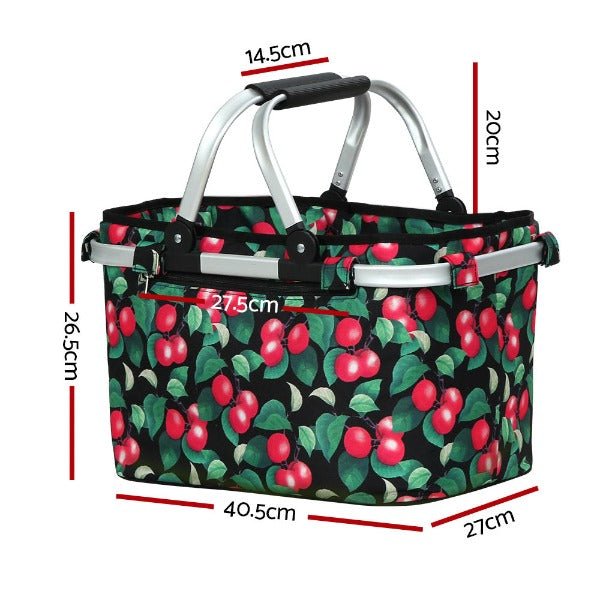 Collapsible Picnic Carry Basket - Cherry - Leisure Outdoors