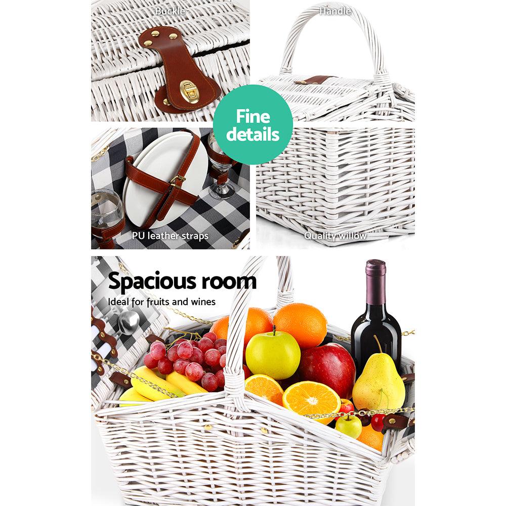 Deluxe 2 Person Outdoor Picnic Basket With Cheese Board - Leisure Outdoors