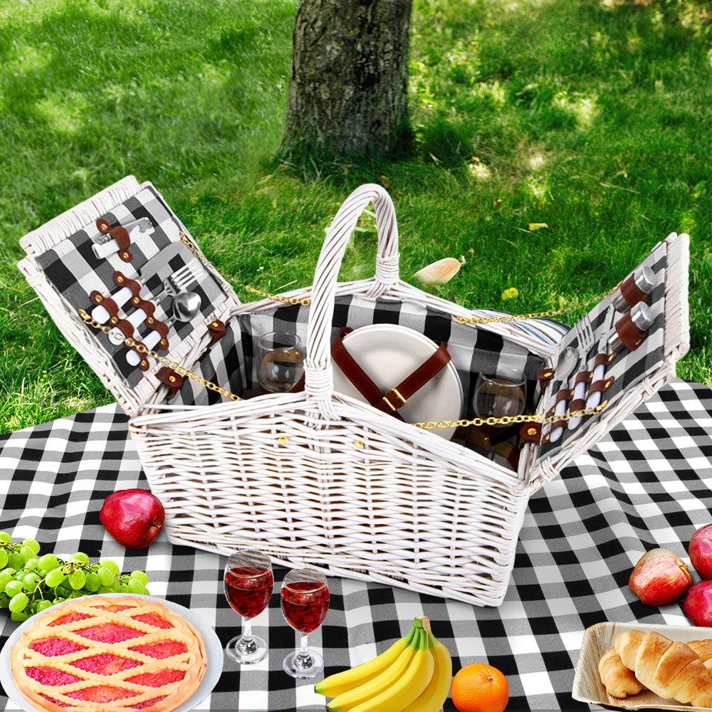 Deluxe 2 Person Outdoor Picnic Basket With Cheese Board - Leisure Outdoors